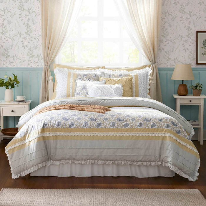 Dawn - California King 9 Piece Comforter Set - Yellow