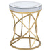 Elise - Round Mirror Top Stainless Steel End Table - Gold - Simple Home Plus