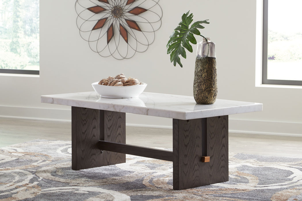 Burkhaus - White / Dark Brown - Rectangular Cocktail Table - Simple Home Plus