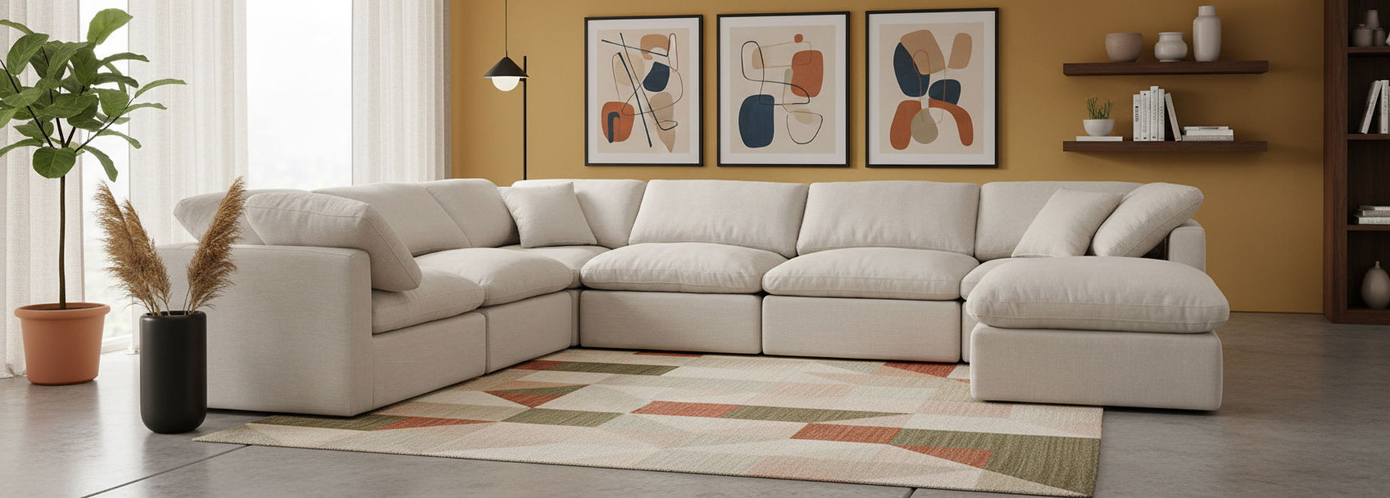 Indulge - Linen 7 Piece Modular Sectional - Simple Home Plus