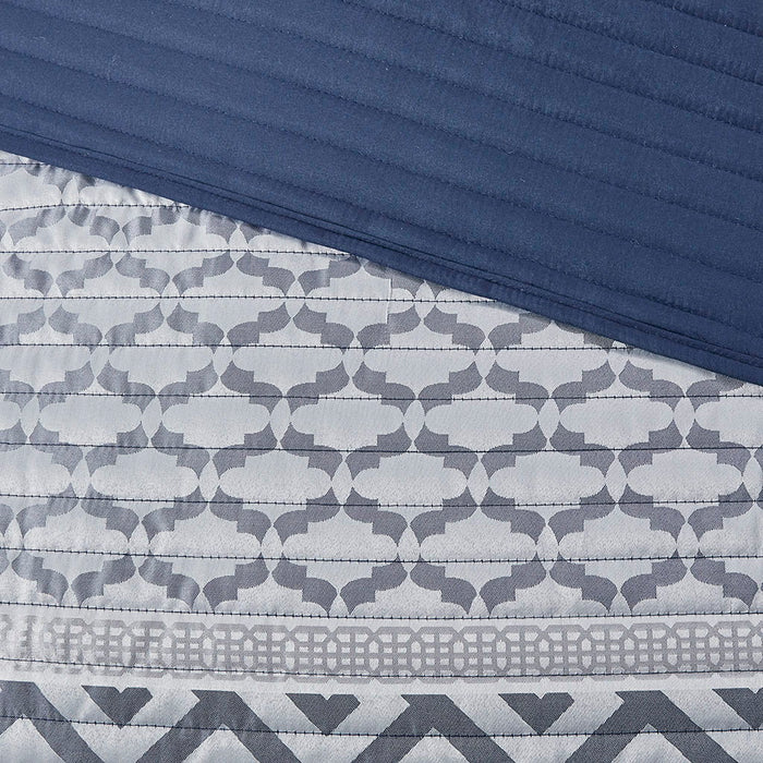 Bennett - 4 Piece Reversible Coverlet Set - Navy - Simple Home Plus