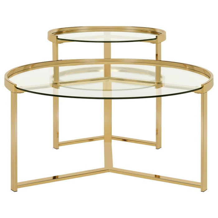 Delia - 2 Piece Round Glass Top Nesting Coffee Table - Simple Home Plus