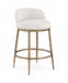 Ferro - Linen Textured Performance Fabric Upholstered Counter Stool - Cream / Brushed Gold - Simple Home Plus