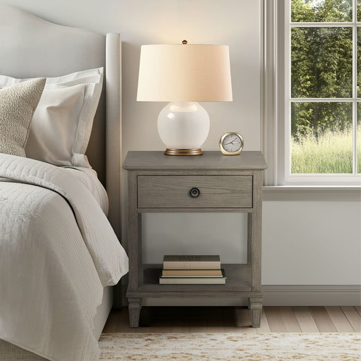 Victoria - One-Drawer Bedside Table With Shelf - Reclaimed Gray - Simple Home Plus