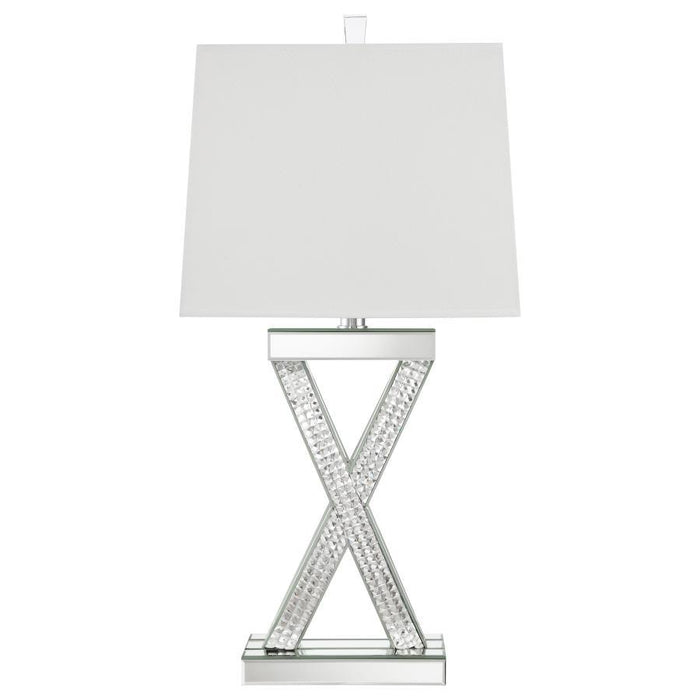 Dominick - Tapered Mirrored Acrylic Table Lamp - Silver - Simple Home Plus