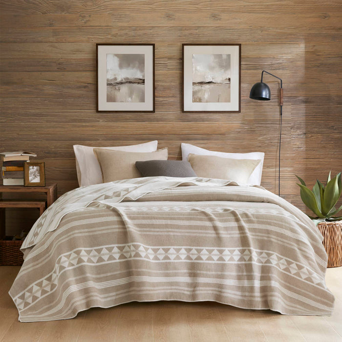 Alberta - King Cotton Blend Blanket - Ivory Stripe - Simple Home Plus