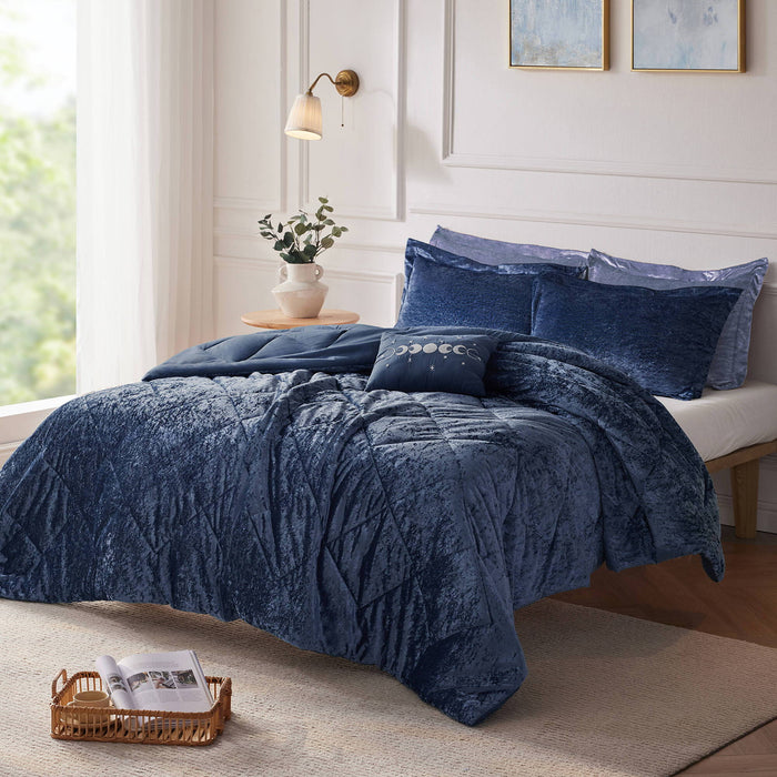 Felicia - Twin Comforter Set - Navy - Simple Home Plus