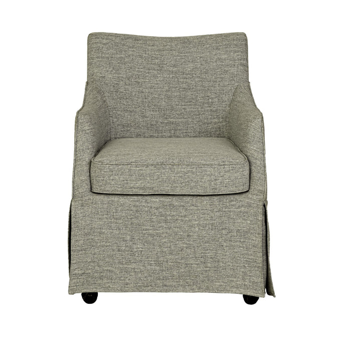 London - Upholstered Skirted Dining Arm Chair With Hidden Casters - Gray - Simple Home Plus