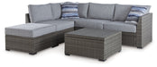 Petal Road - Gray - Loveseat Sectional, Ottoman, Table Set (Set of 4) - Simple Home Plus