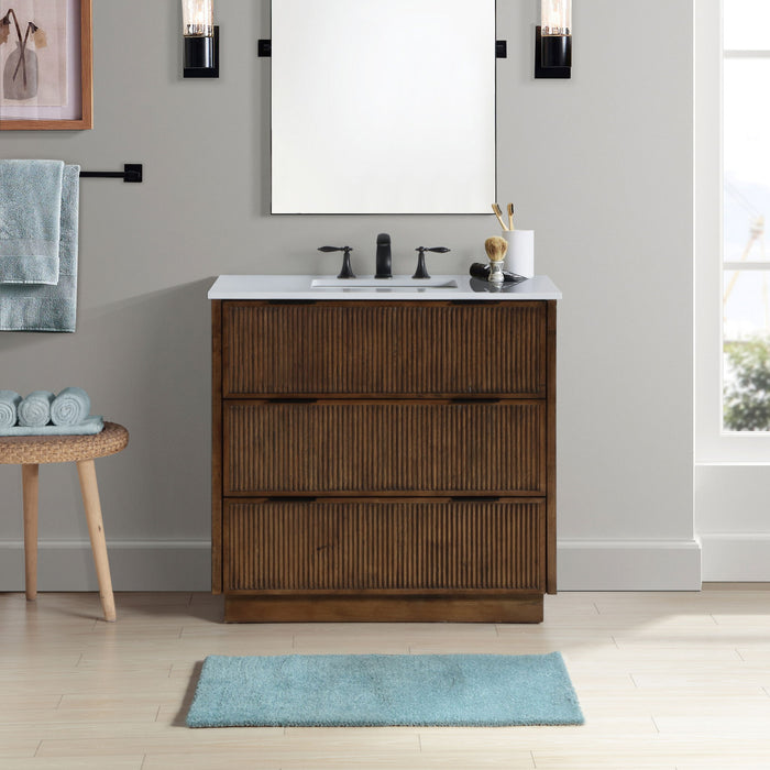 Willard - Engineered Stone And Solid Wood Bathroom Vanity - Simple Home Plus