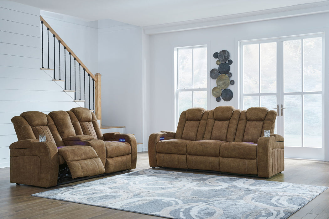 Wolfridge - 2 Pc. - Power Reclining Sofa, Power Reclining Loveseat With Console - Brindle - Simple Home Plus
