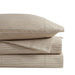 Cozy Cotton Flannel - King Printed Sheet Set - Beige / White Stripes - Simple Home Plus