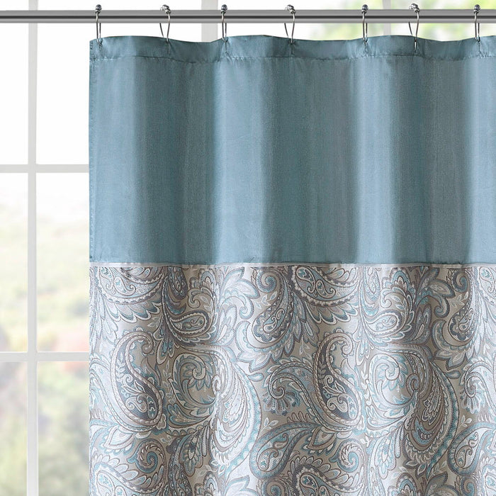 Aubrey - Jacquard Shower Curtain - Teal - Simple Home Plus