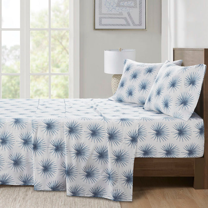 200 Thread Count Printed Cotton - Sheet Set - Blue Palmetto - Simple Home Plus