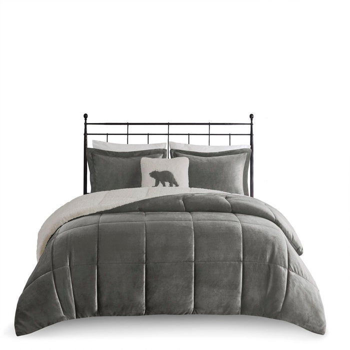 Alton - King Down Alternative Comforter Set - Charcoal / Ivory - Simple Home Plus