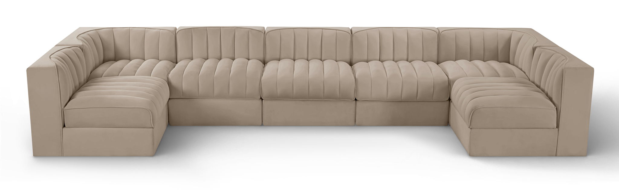 Rummi - Velvet Performance Fabric Upholstered 7 Piece Modular Sectional (With 2 Corner Chairs) - Simple Home Plus
