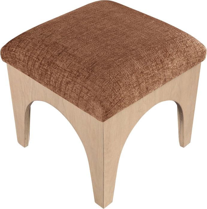 Lawson - Chenille Fabric Ottoman - Natural Base - Simple Home Plus