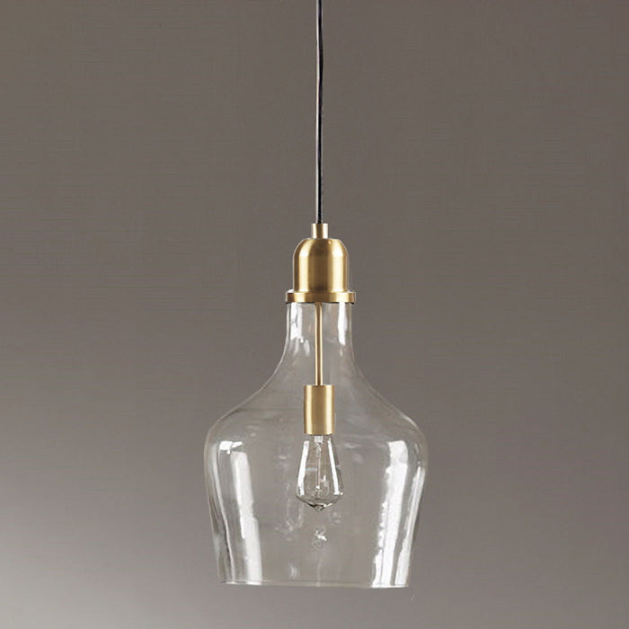 Auburn - Bell Shaped Glass Pendant - Gold / Clear - Simple Home Plus