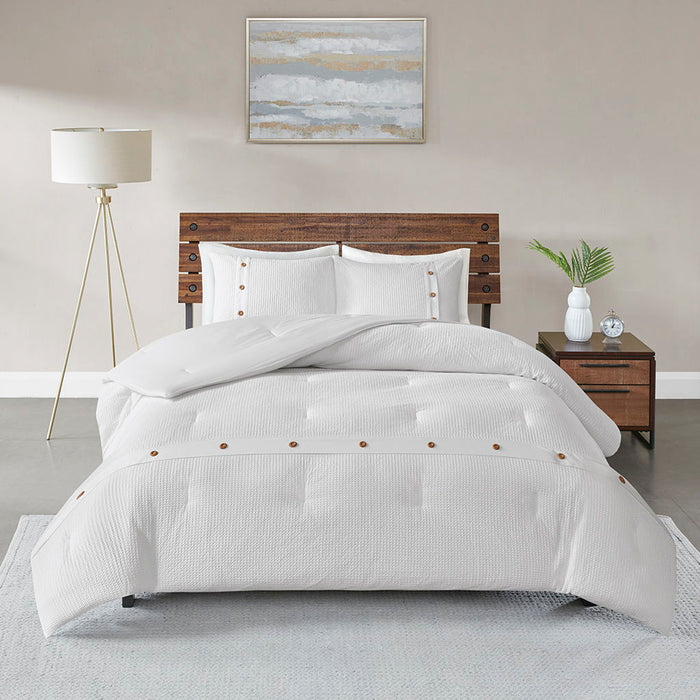 Finley Waffle Weave Comforter (Set of 3) - White - Simple Home Plus