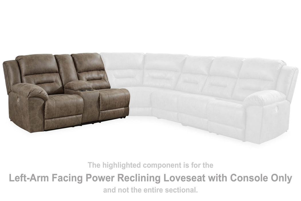 Ravenel - Laf Dbl Reclining Power Loveseat With Console - Faux Leather - Fossil - Simple Home Plus