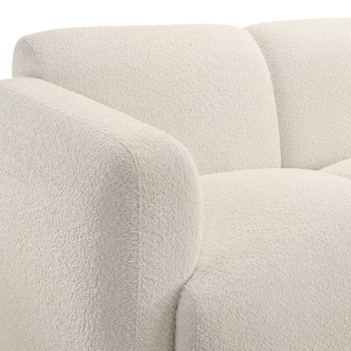 Sierra - Boucle Fabric Loveseat With Rounded Arms - Ivory - Simple Home Plus