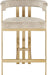 Marcello - Counter Stool With Brushed Gold Iron Frame (Set of 2) - Beige - Simple Home Plus