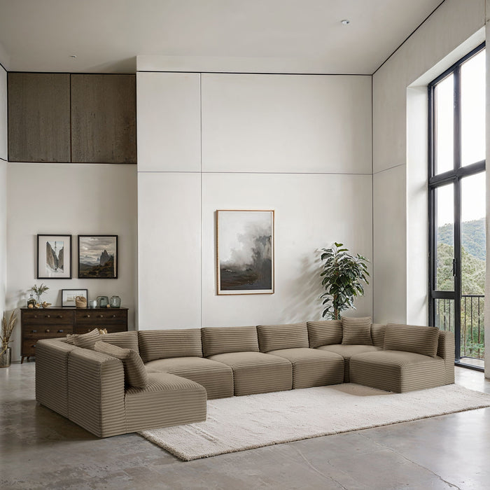 Shaggy - Fabric 7 Piece Modular U-Shaped Armless Sectional - Simple Home Plus