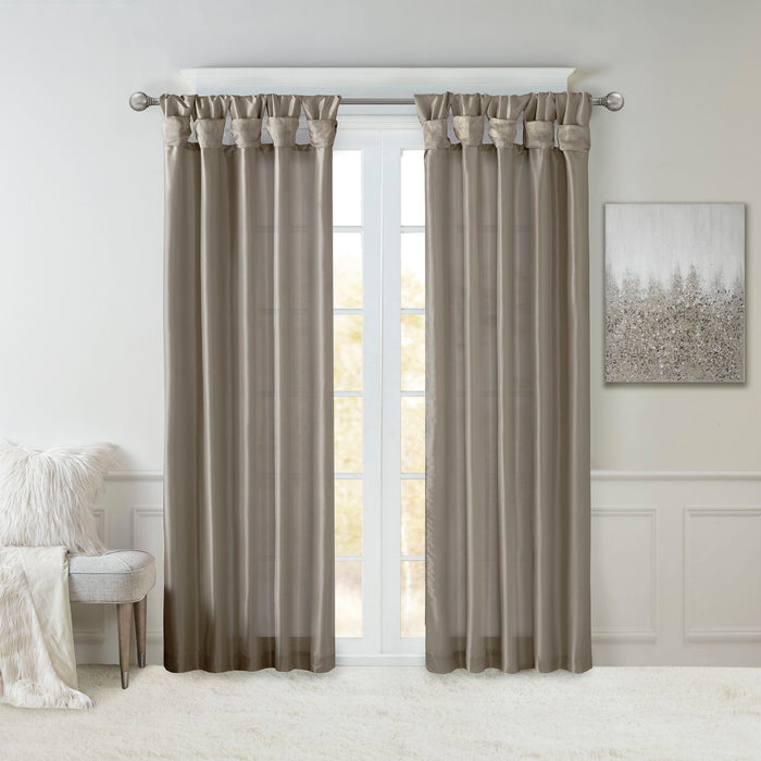 Emilia - 84" Twist Tab Lined Window Curtain - Pewter - Simple Home Plus