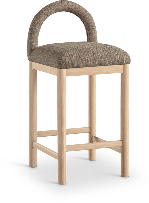 Conrad - Linen Counter Stool With Natural Legs - Simple Home Plus