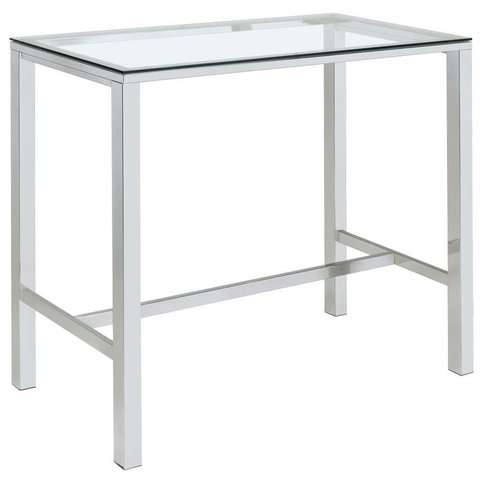 Tolbert - Rectangular Glass Top Pub Bar Table - Chrome - Simple Home Plus