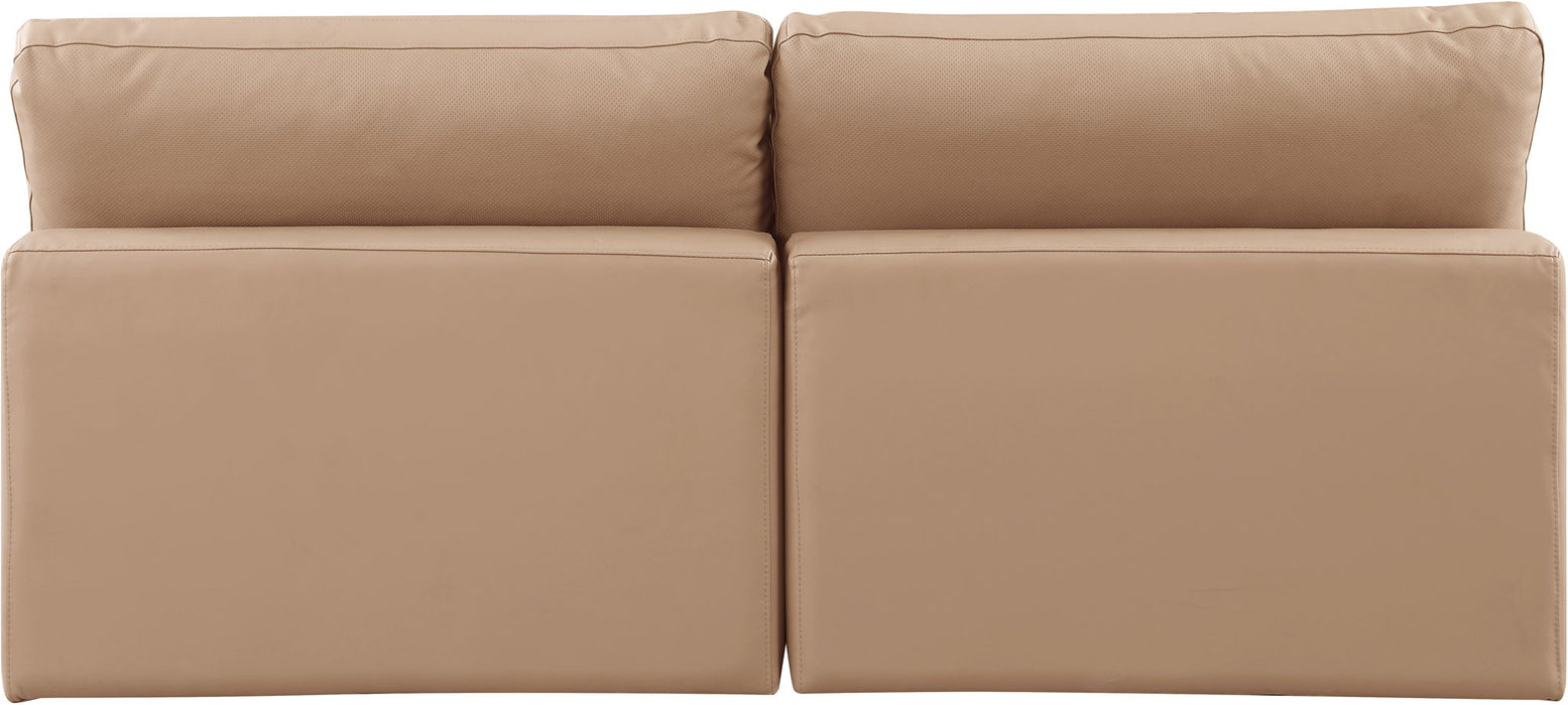 Comfy - Faux Leather Modular Armless Sofa 2 Pieces - Light Brown - Simple Home Plus