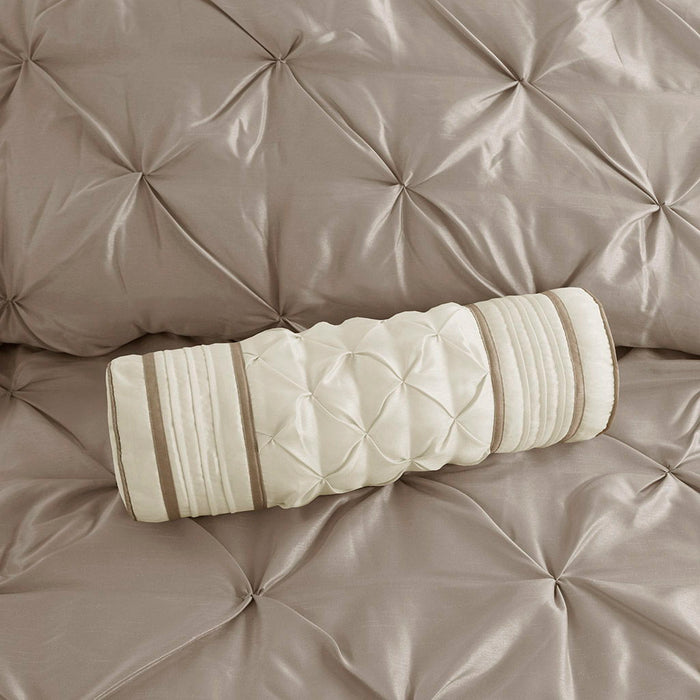 Laurel - California King 7 Piece Tufted Comforter Set - Taupe - Simple Home Plus