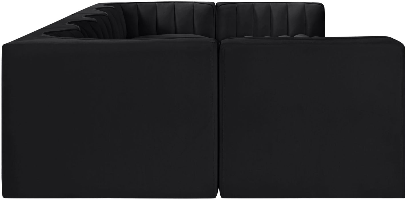 Rummi - Velvet Performance Fabric Upholstered 7 Piece Modular Sectional (With 2 Corner Chairs) - Simple Home Plus