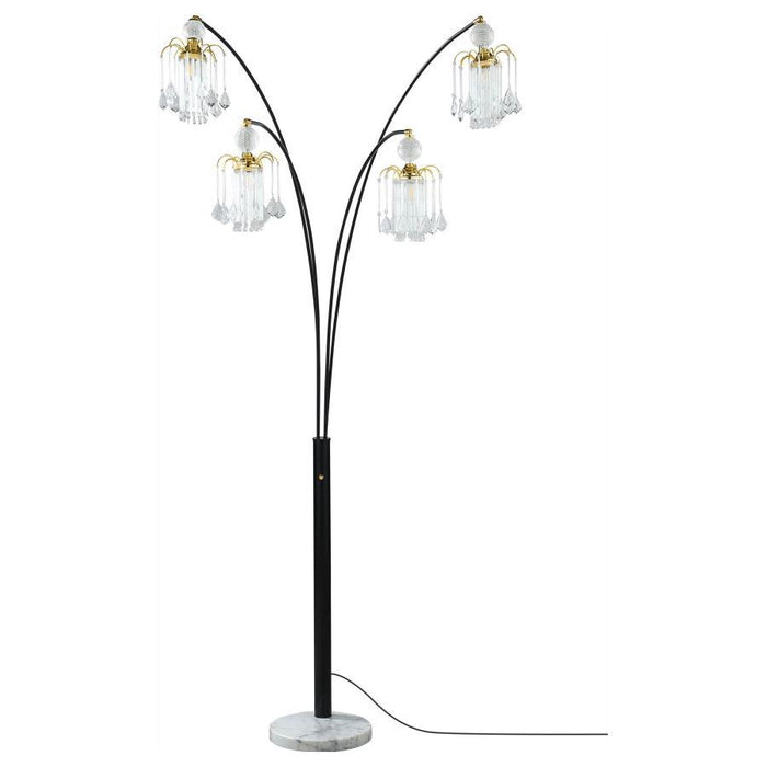 Maisel - Hanging Crystal Arc Tree Floor Lamp - Black - Simple Home Plus