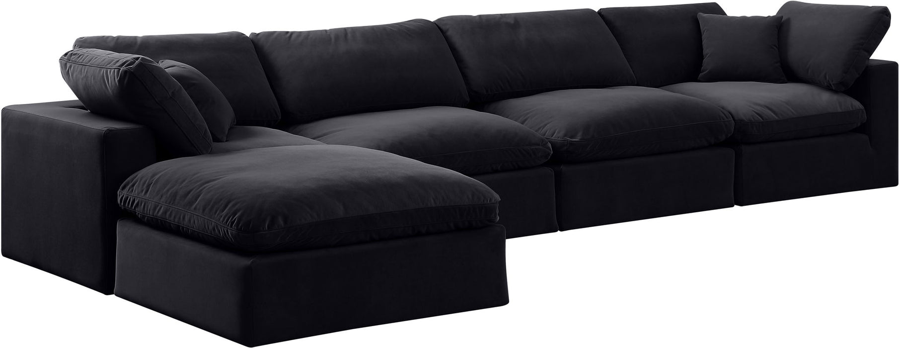 Comfy - 5 Piece Velvet Modular Sectional With Chaise - Simple Home Plus