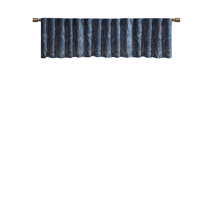 Andora - Embroidered Window Valance - Navy - Simple Home Plus