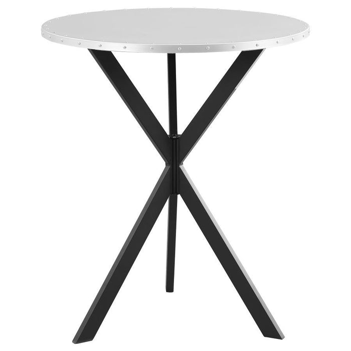 Kenzo - Round Galvanized Steel Bistro Bar Table - Silver - Simple Home Plus