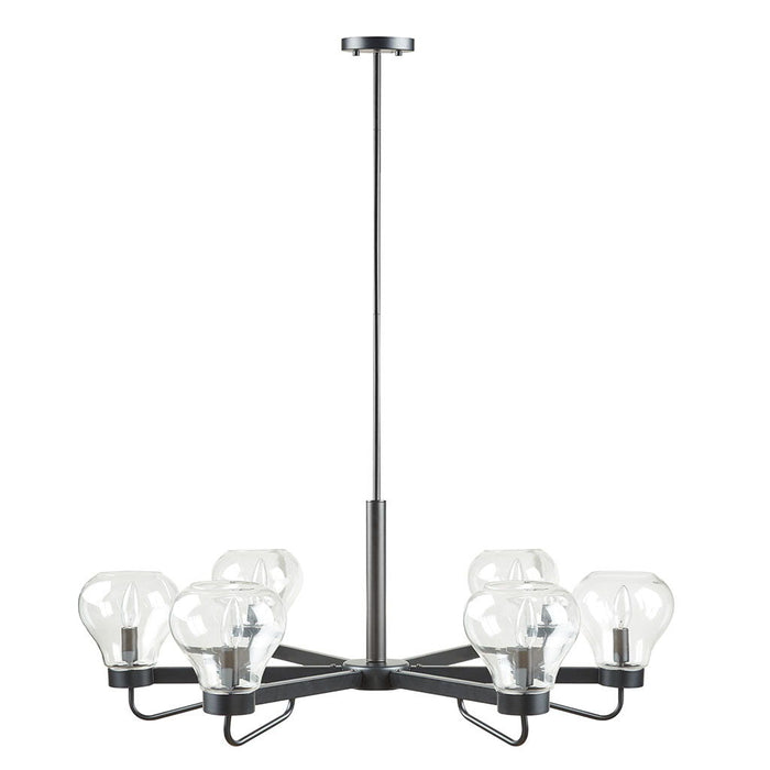 Devon - 6-Light Chandelier With Bowl Shaped Glass Shades - Black - Simple Home Plus