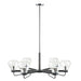 Devon - 6-Light Chandelier With Bowl Shaped Glass Shades - Black - Simple Home Plus