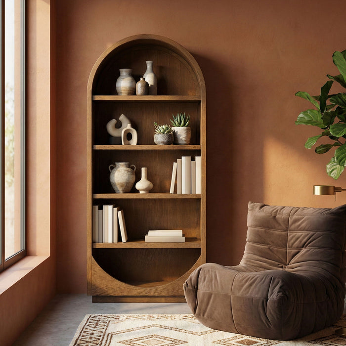 Hearth - Oak Veneer And Solid Wood Bookcase - Simple Home Plus