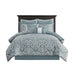 Odette - 8 Piece Jacquard Comforter Set - Aqua / Silver - Simple Home Plus