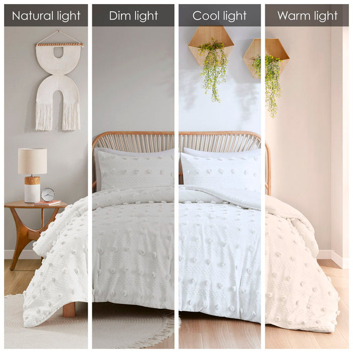 Lucy - Clip Jacquard Comforter Set - Ivory - Simple Home Plus