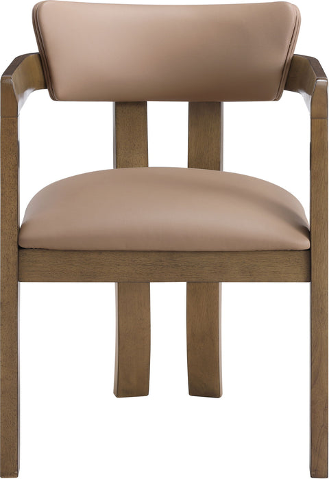 Lavrin - Vegan Leather Upholstered Dining Arm Chair (Set of 2) - Walnut Base - Simple Home Plus
