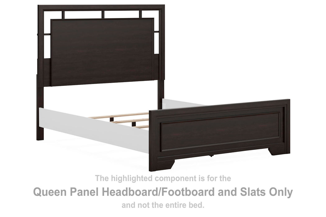 Covetown - Queen Panel Headboard/Footboard and Slats - Dark Brown - Simple Home Plus