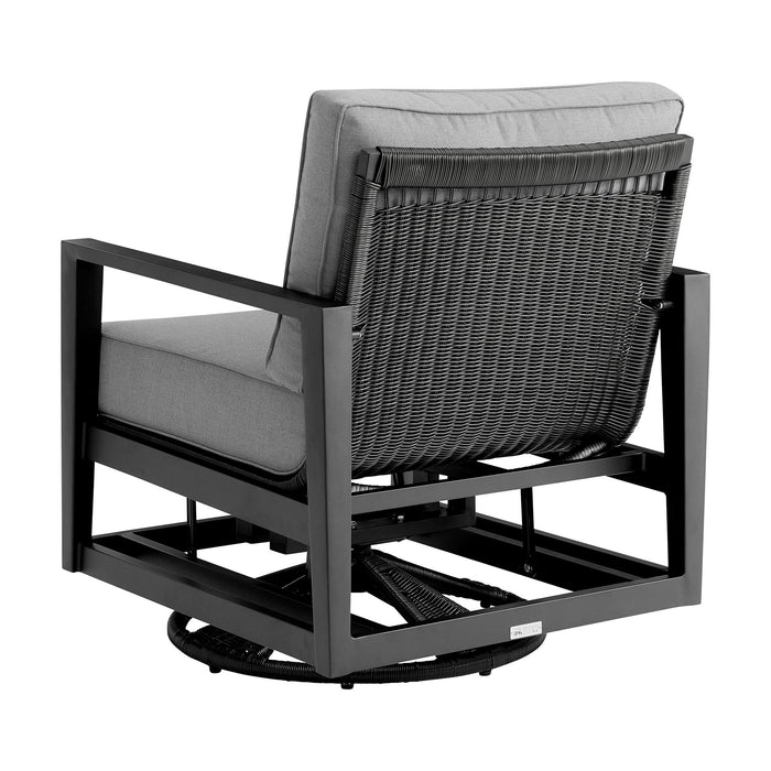 Cayman - Black Aluminum Outdoor Swivel Glider Chair With Cushion - Black / Dark Gray - Simple Home Plus