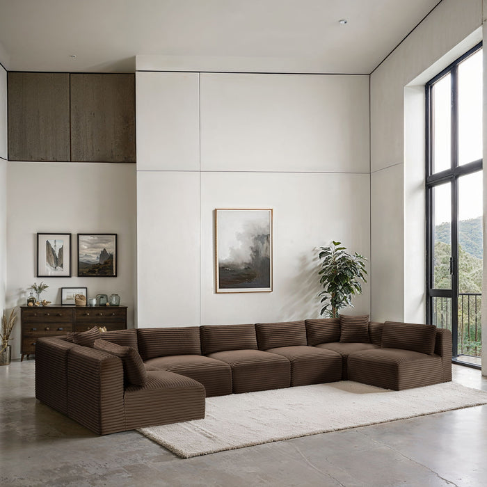 Shaggy - 7 Piece Modular U-Shaped Armless Sectional - Simple Home Plus