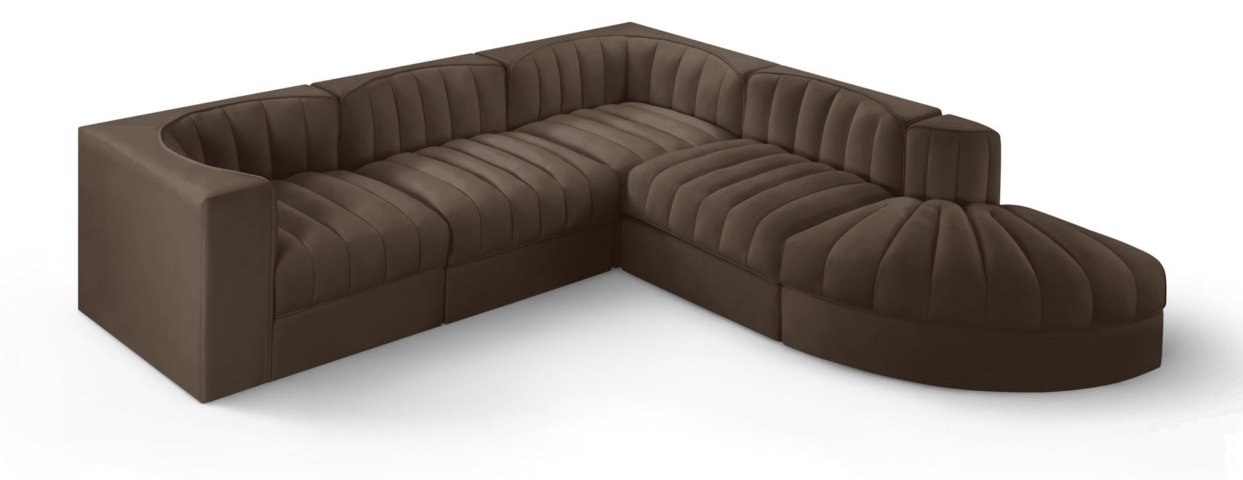 Rummi - Velvet Performance Fabric Upholstered 5 Piece Modular Sectional - Simple Home Plus