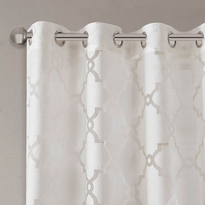 Eden - 63" Fretwork Burnout Sheer Panel - White
