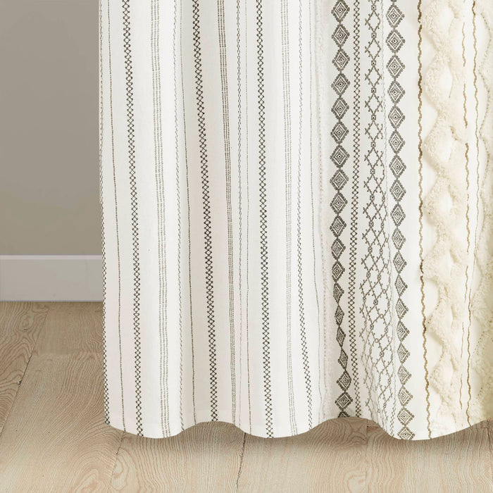 Imani - Printed Shower Curtain With - Ivory - Simple Home Plus