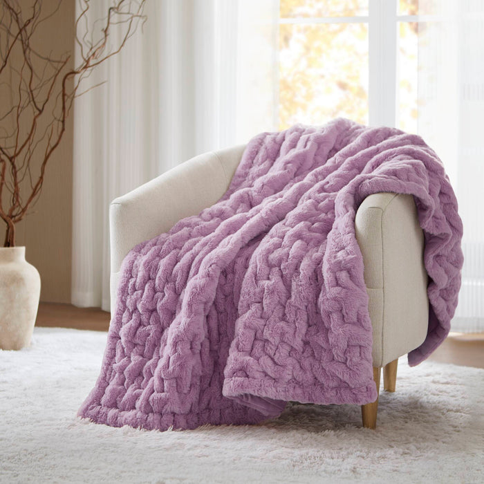 Ruched Fur - Throw - Purple - Simple Home Plus